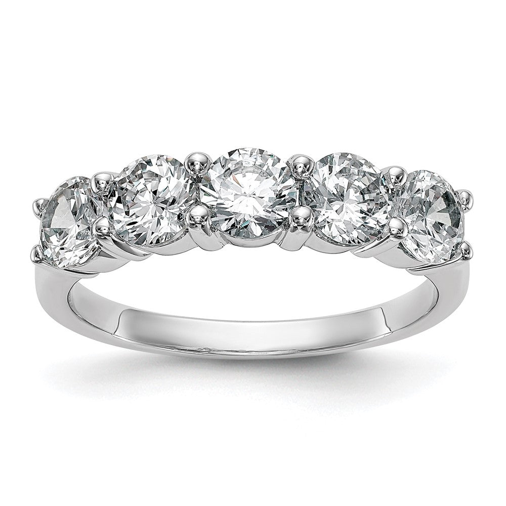 14K White Gold 5 Stone Shared Prong 1.65 Carat Complete Round Diamond Band