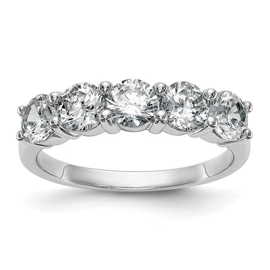 14K White Gold 5 Stone Shared Prong 1.65 Carat Complete Round Diamond Band