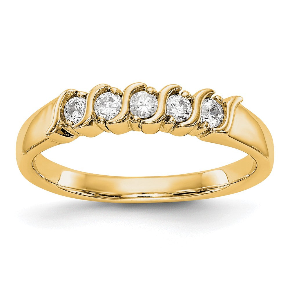 14K Yellow Gold 5 Stone Prong Set 1/4 Carat Complete Round Diamond Band