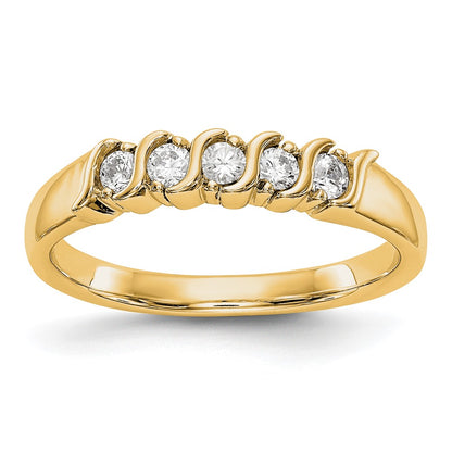 14K Yellow Gold 5 Stone Prong Set 1/4 Carat Complete Round Diamond Band