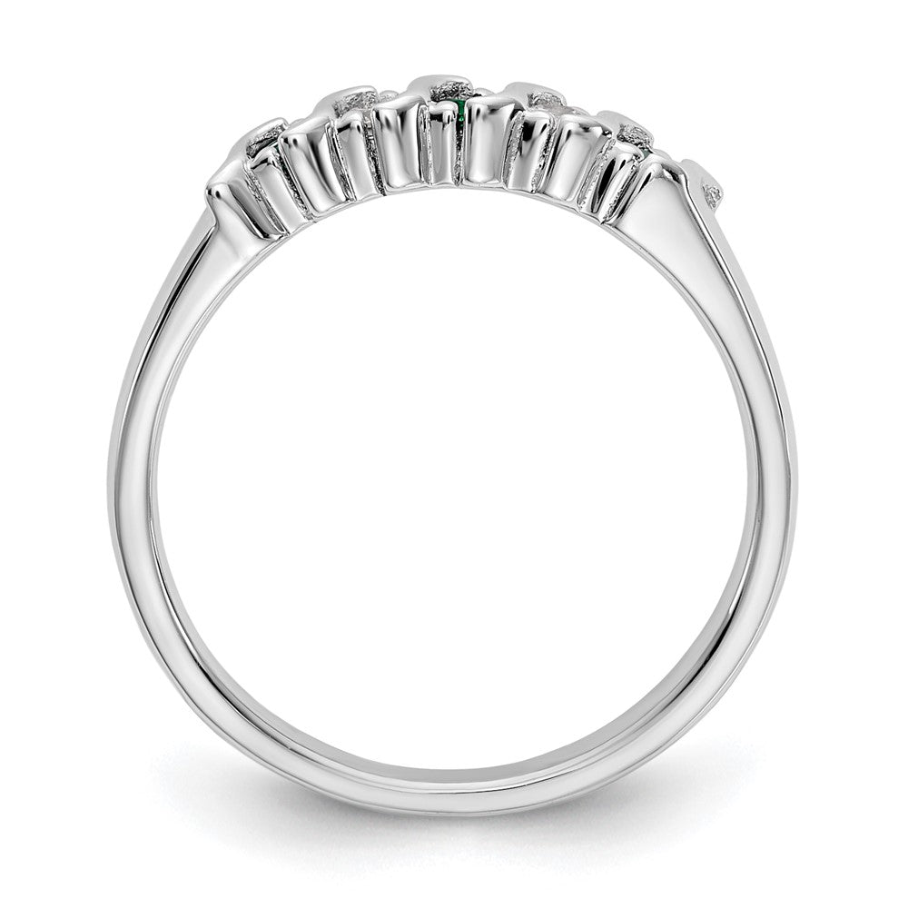10K White Gold Diamond W/Emerald Band