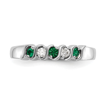10K White Gold Diamond W/Emerald Band
