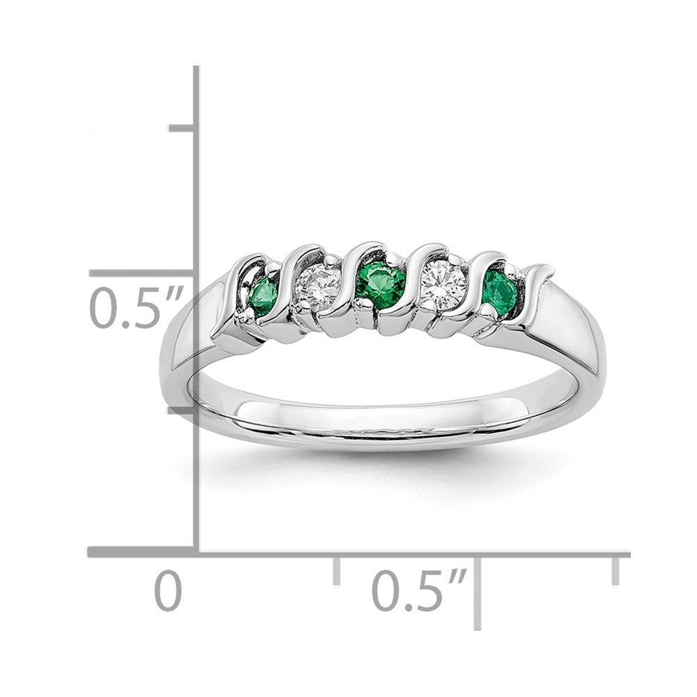 10K White Gold Diamond W/Emerald Band