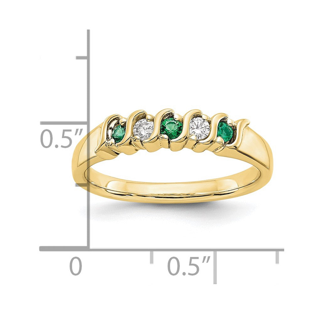 10K Yellow Gold Diamond W/Emerald Band