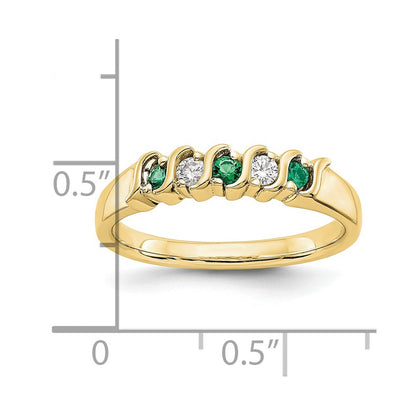 10K Yellow Gold Diamond W/Emerald Band