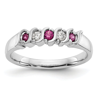 10K White Gold Diamond W/Ruby Band