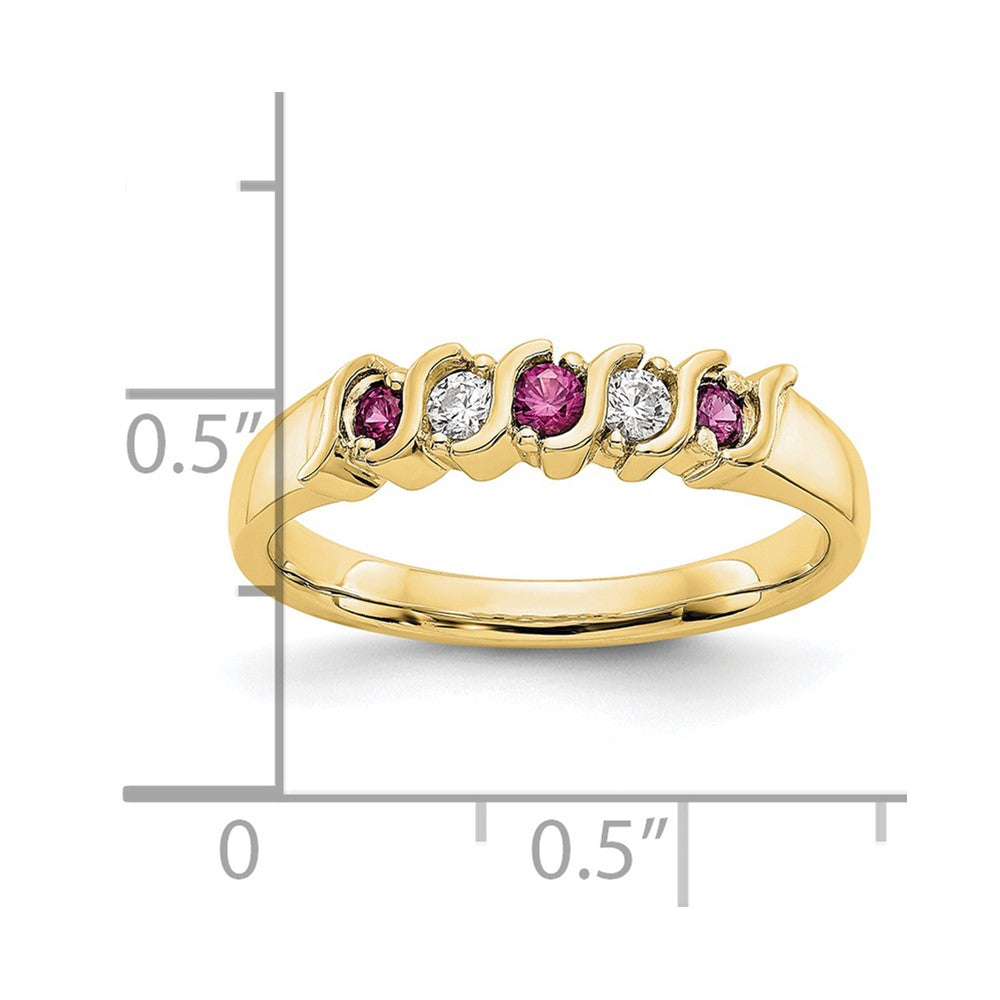 10K Yellow Gold Diamond W/Ruby Band