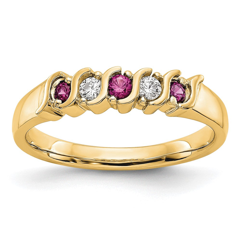 10K Yellow Gold Diamond W/Ruby Band