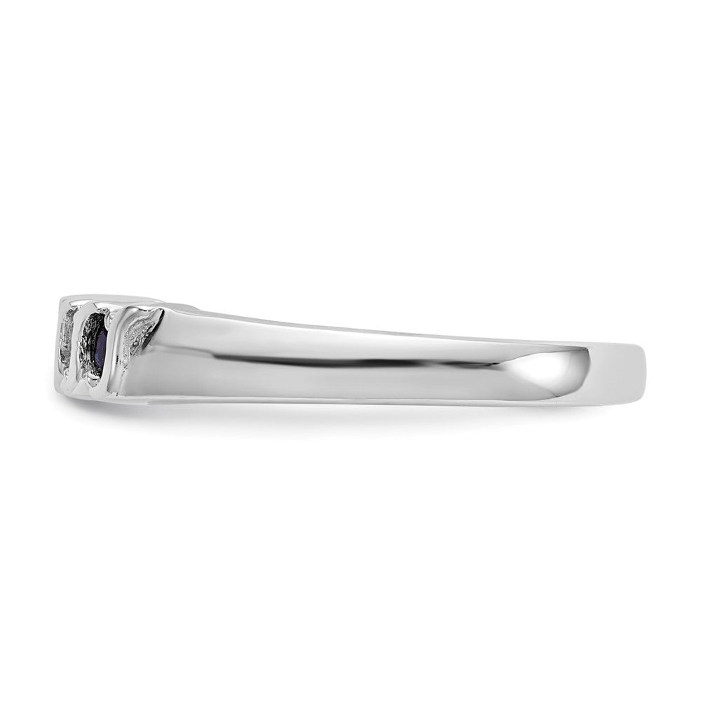 10K White Gold Diamond W/Sapphire Band