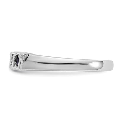 10K White Gold Diamond W/Sapphire Band