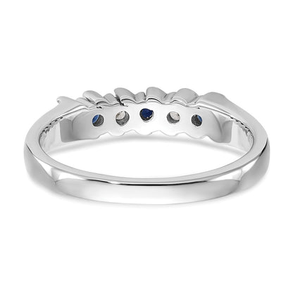 10K White Gold Diamond W/Sapphire Band