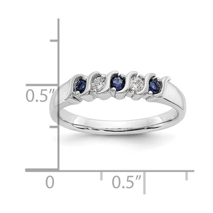 10K White Gold Diamond W/Sapphire Band