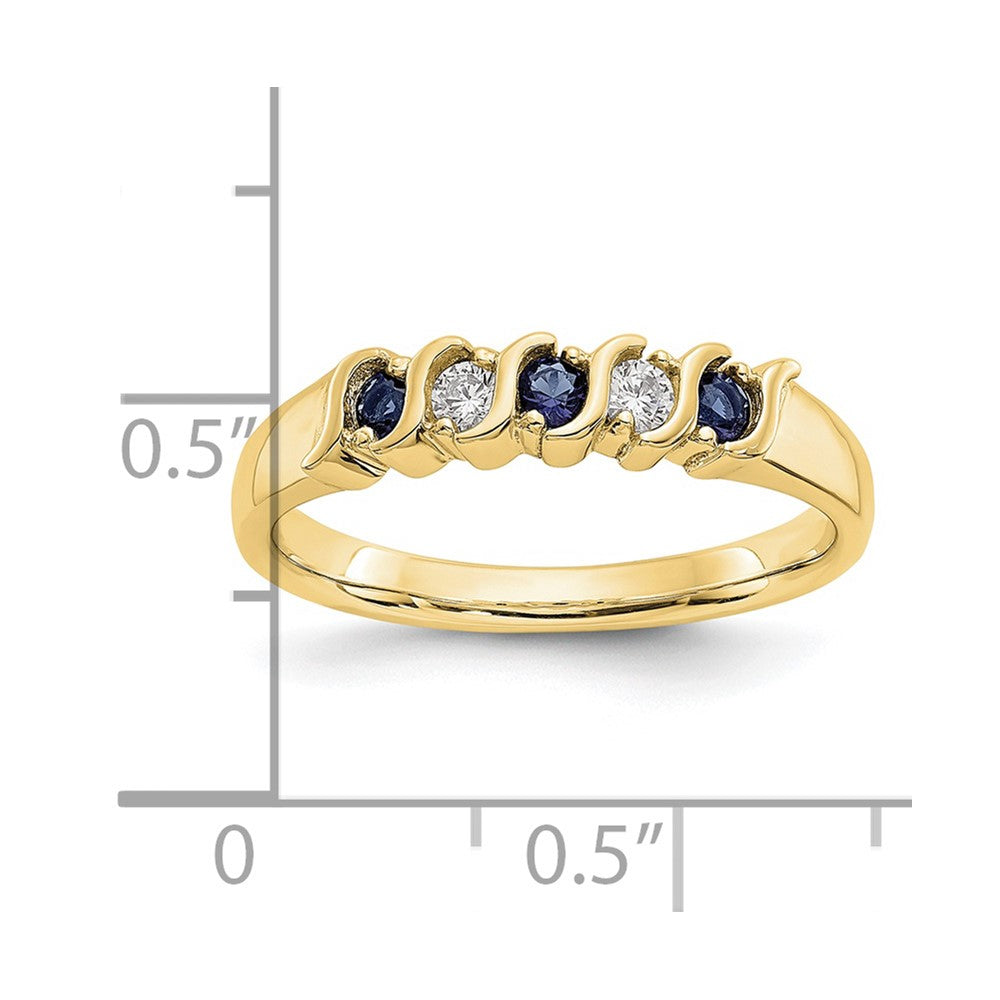 10K Yellow Gold Diamond W/Sapphire Band