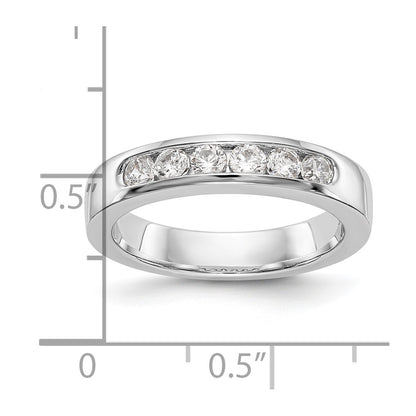 14K White Gold 6 Stone 1/2 Carat Vs Round Diamond Complete Channel Band