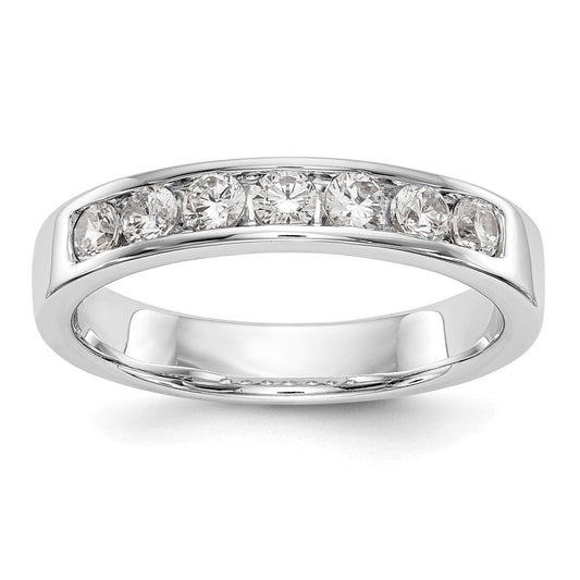 14k White Gold 7-Stone 1/2 carat Round Diamond Complete Channel Band