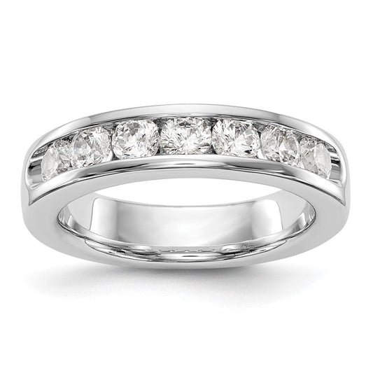 14k White Gold 7-Stone 1 carat Round Diamond Complete Channel Band