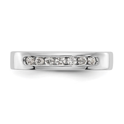 14K White Gold 7 Stone 1/5 Carat Round Diamond Complete Channel Band