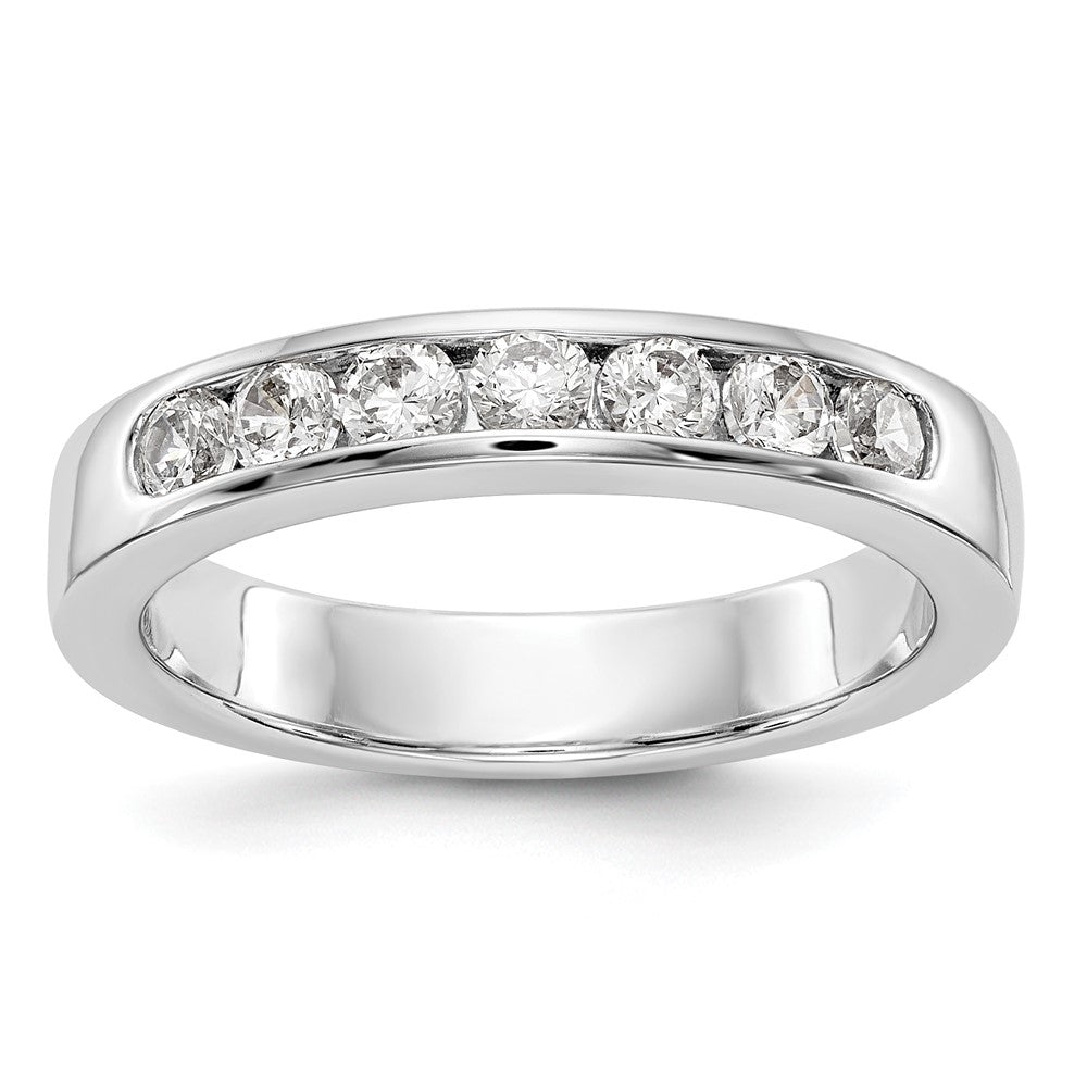 14K White Gold 7 Stone 1/2 Carat Round Diamond Complete Channel Band