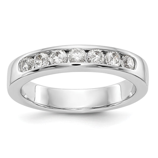 14K White Gold 7 Stone 1/2 Carat Round Diamond Complete Channel Band
