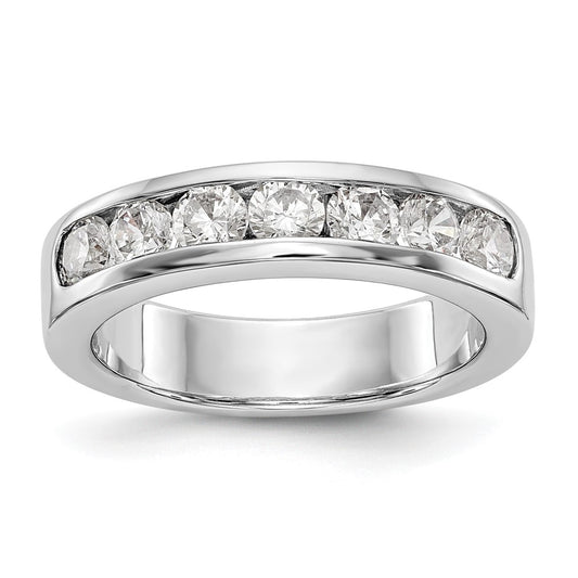 14K White Gold 7 Stone 1 Carat Round Diamond Complete Channel Band