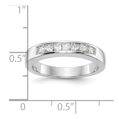 14K White Gold 7-Stone Real Diamond Channel Band