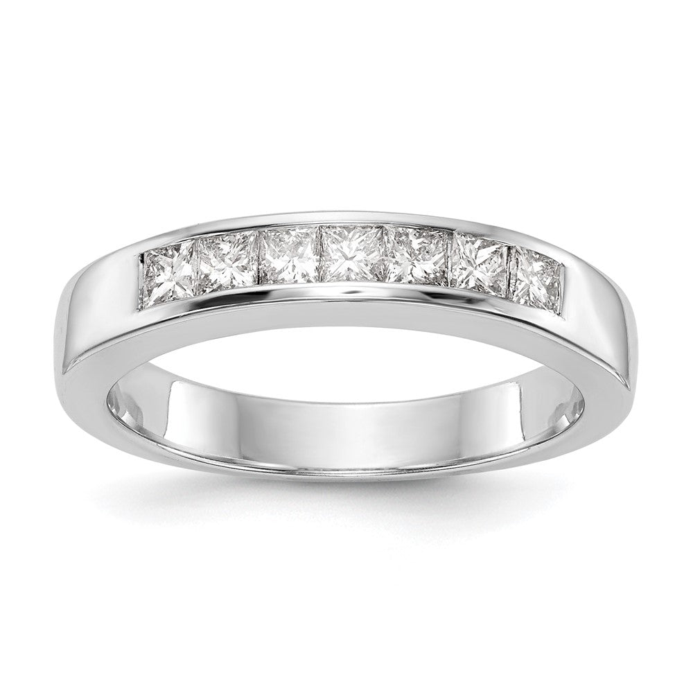 14K White Gold 7-Stone Real Diamond Channel Band