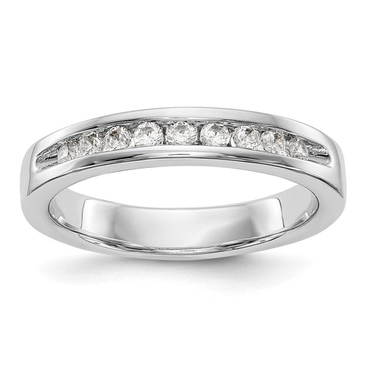 14k White Gold 9-Stone 1/4 carat Round Diamond Complete Channel Band