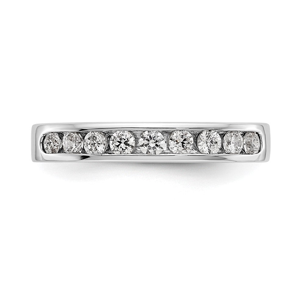 14K White Gold 9 Stone 1/2 Carat Round Diamond Complete Channel Band