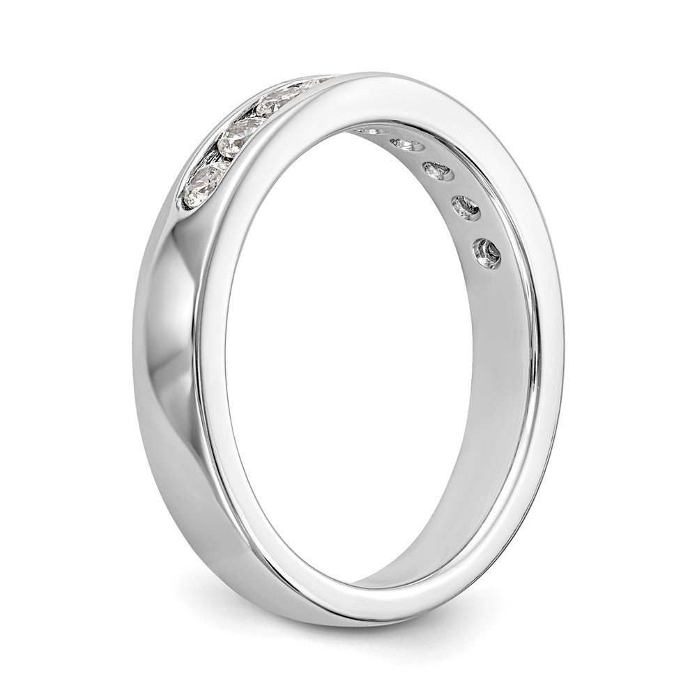 14K White Gold 9 Stone 1/2 Carat Round Diamond Complete Channel Band