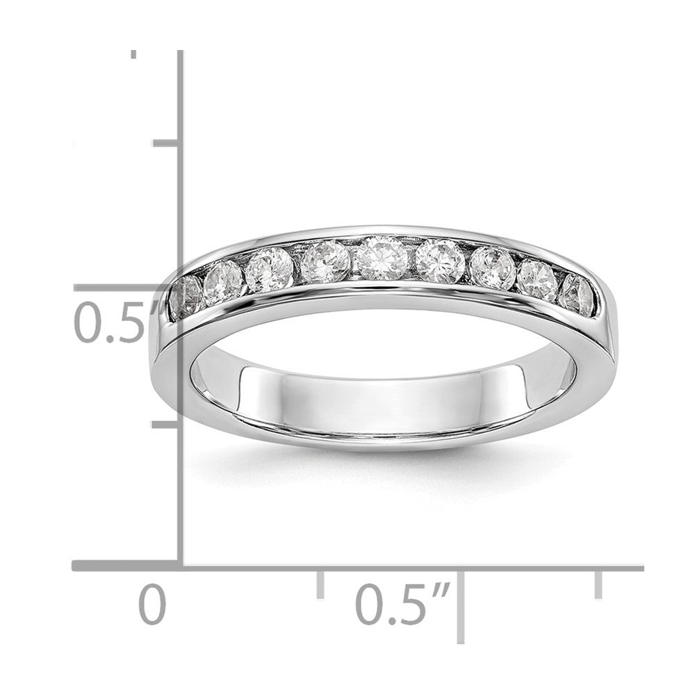 14K White Gold 9 Stone 1/2 Carat Round Diamond Complete Channel Band