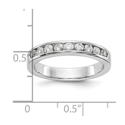14K White Gold 9 Stone 1/2 Carat Round Diamond Complete Channel Band