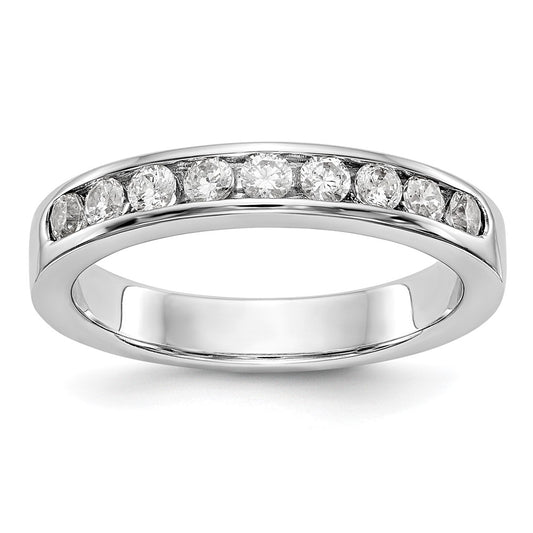 14K White Gold 9 Stone 1/2 Carat Round Diamond Complete Channel Band