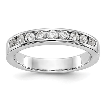 Platinum 9 Stone 1/2 Carat Round Diamond Complete Channel Band