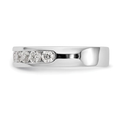 14K White Gold 9 Stone 7/8 Carat Round Diamond Complete Channel Band