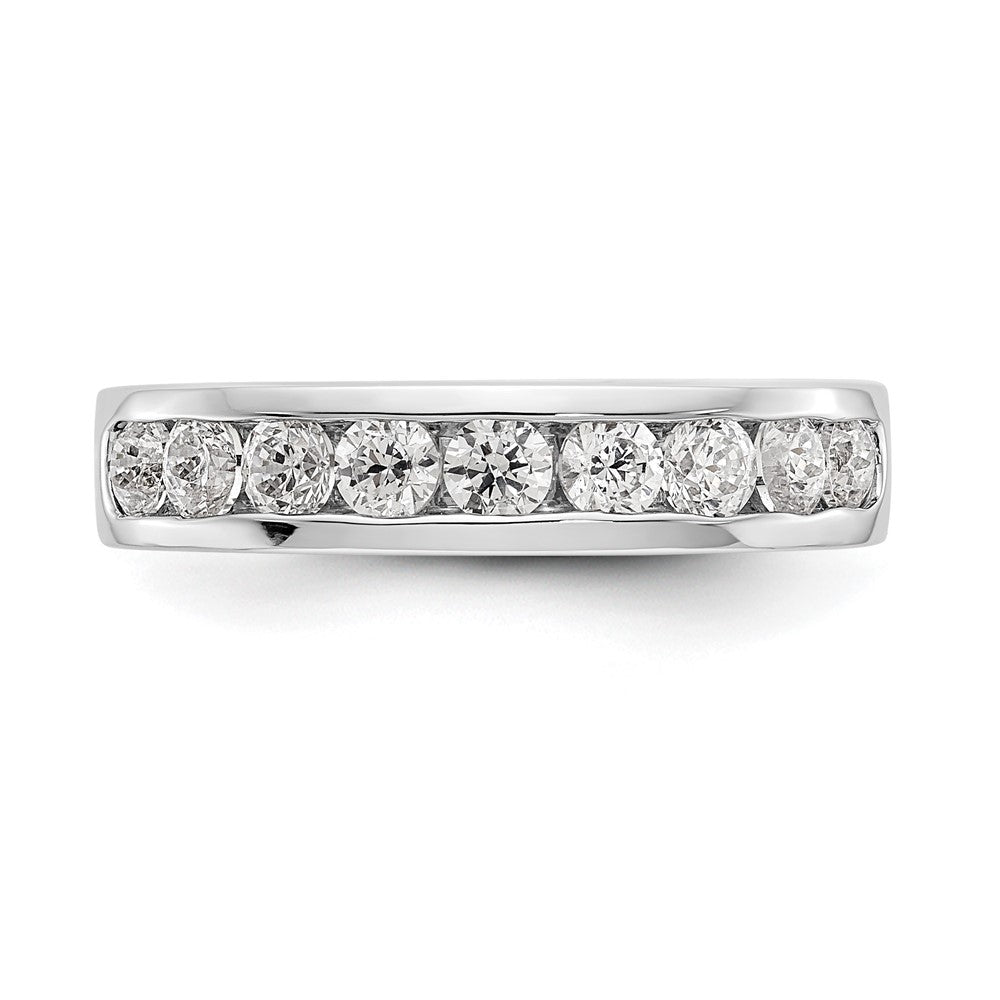 14K White Gold 9 Stone 7/8 Carat Round Diamond Complete Channel Band