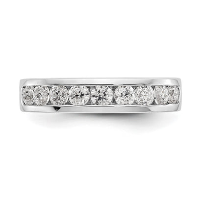 14K White Gold 9 Stone 7/8 Carat Round Diamond Complete Channel Band