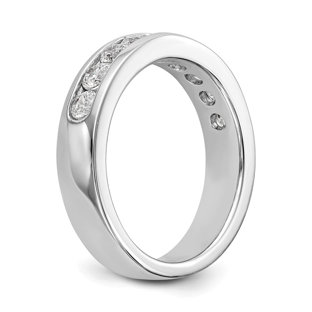 14K White Gold 9 Stone 7/8 Carat Round Diamond Complete Channel Band