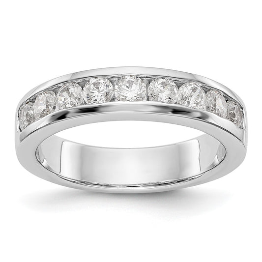 14K White Gold 9 Stone 7/8 Carat Round Diamond Complete Channel Band