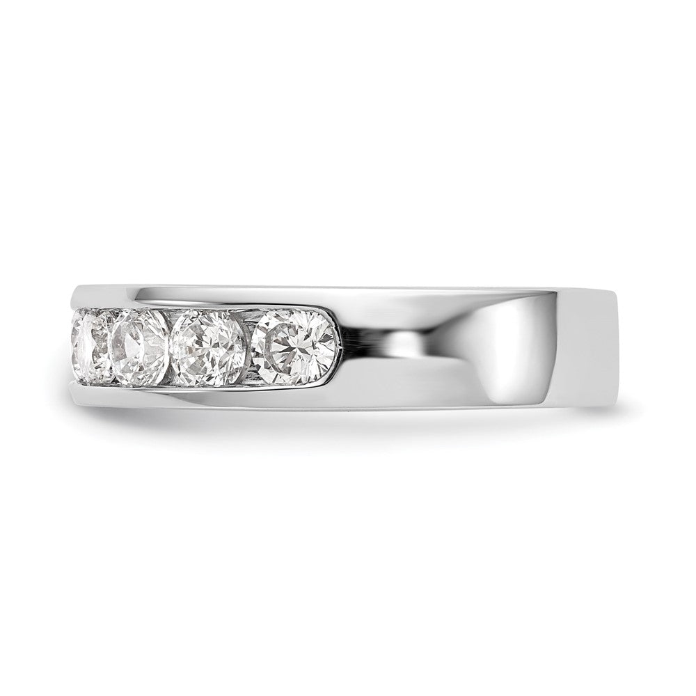 14K White Gold 9 Stone 1.3 Carat Round Diamond Complete Channel Band