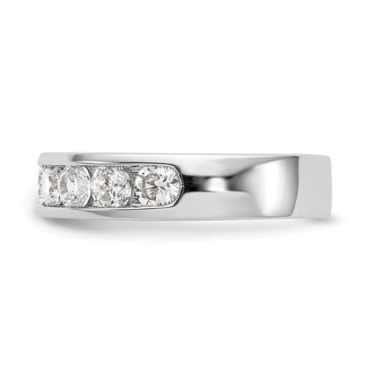 14K White Gold 9 Stone 1.3 Carat Round Diamond Complete Channel Band