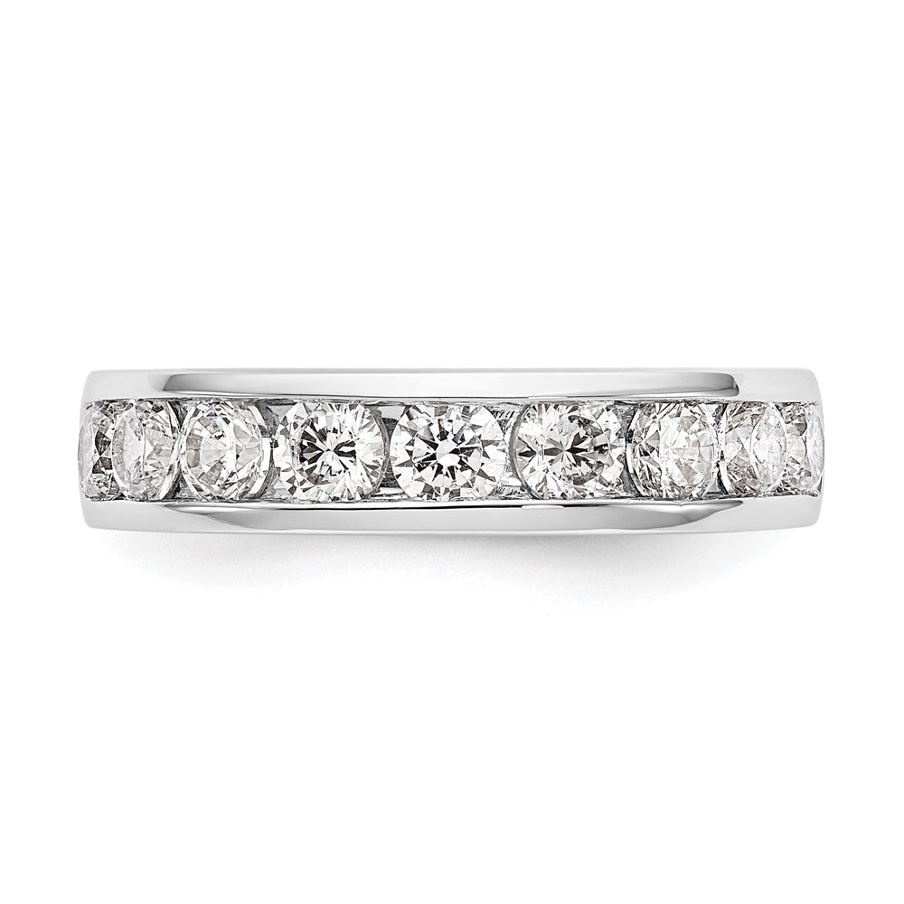 14K White Gold 9 Stone 1.3 Carat Round Diamond Complete Channel Band
