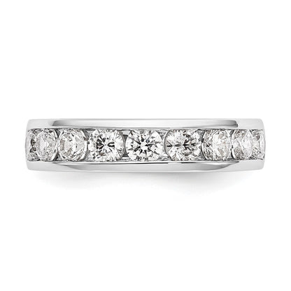 14K White Gold 9 Stone 1.3 Carat Round Diamond Complete Channel Band