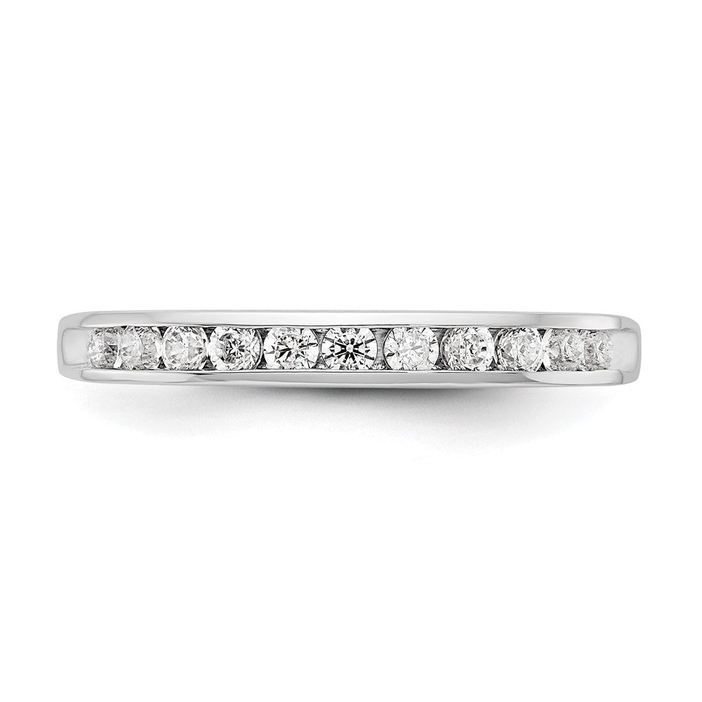 14K White Gold 11 Stone 1/3 Carat Complete Round Diamond Channel Band