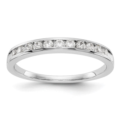 14K White Gold 11 Stone 1/3 Carat Complete Round Diamond Channel Band