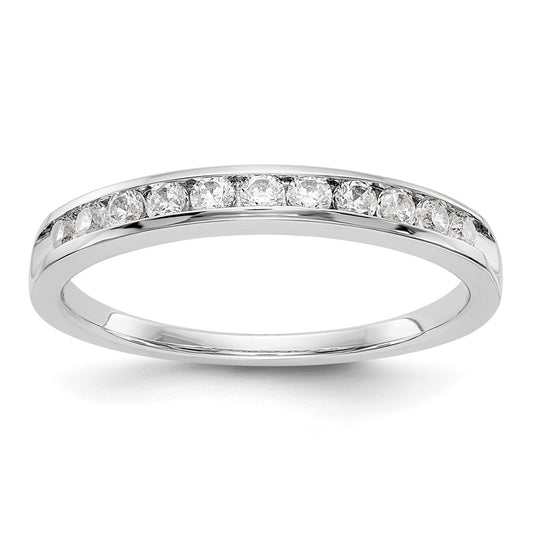 14K White Gold 11 Stone 1/3 Carat Complete Round Diamond Channel Band
