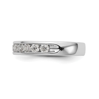 0.77ct. CZ Solid Real 14K White Gold 11-2.6mm Stone Ladies Wedding Band Ring