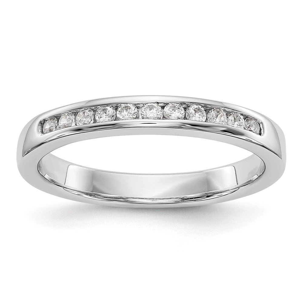 14K White Gold 11 Stone 1/5 Carat Round Diamond Complete Channel Band