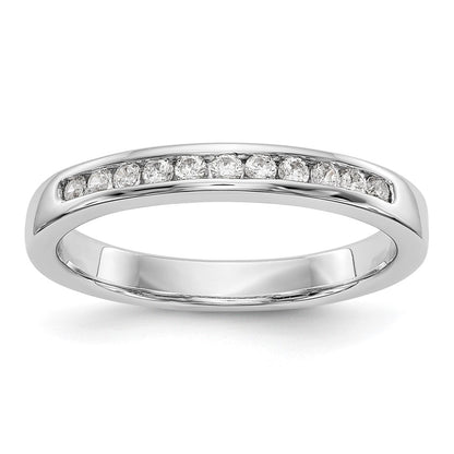 14K White Gold 11 Stone 1/5 Carat Round Diamond Complete Channel Band