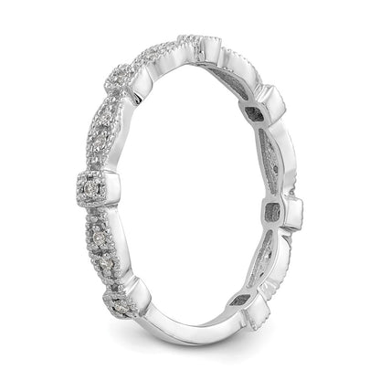 0.10ct. CZ Solid Real 14K White Gold Wedding Band Ring