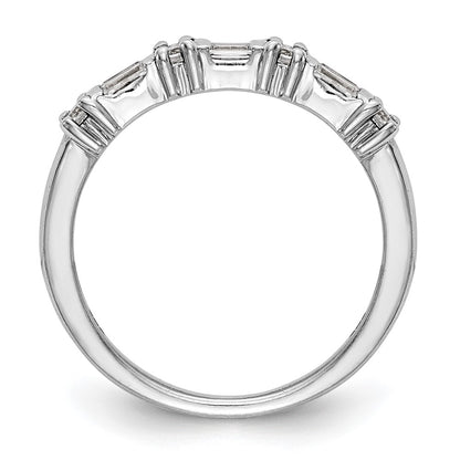 14K White Gold 3/8 Carat Baguette/Round Diamond Complete Wedding Band